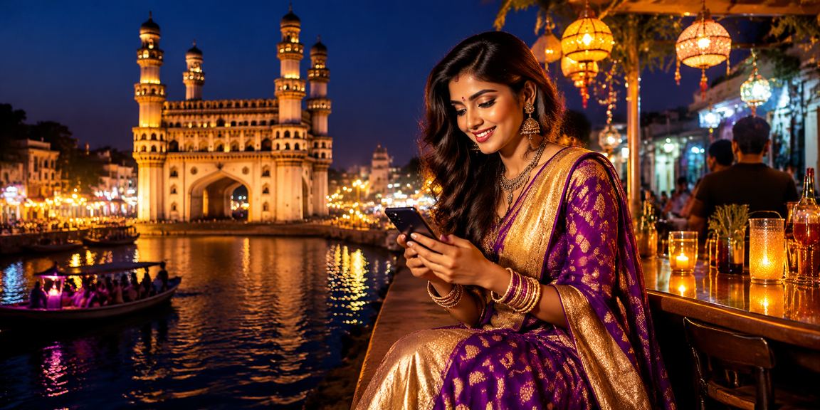 Nightview at Hyderabad Charminar with gaming lights